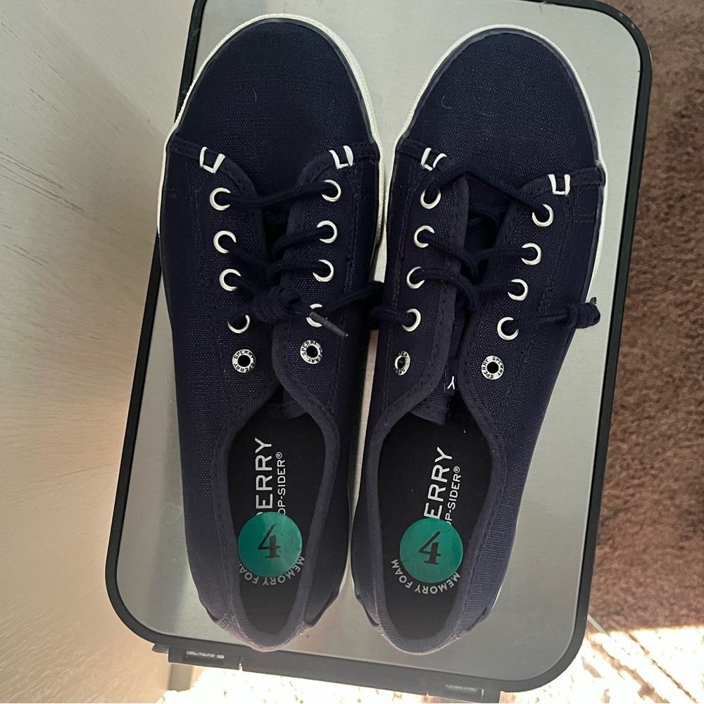 Sperry Dark Blue Canvas Shoes with White Details